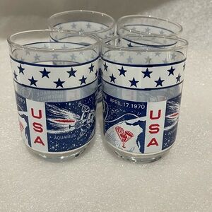Vintage USA April 17, 1970 Space Glasses Set of 4
